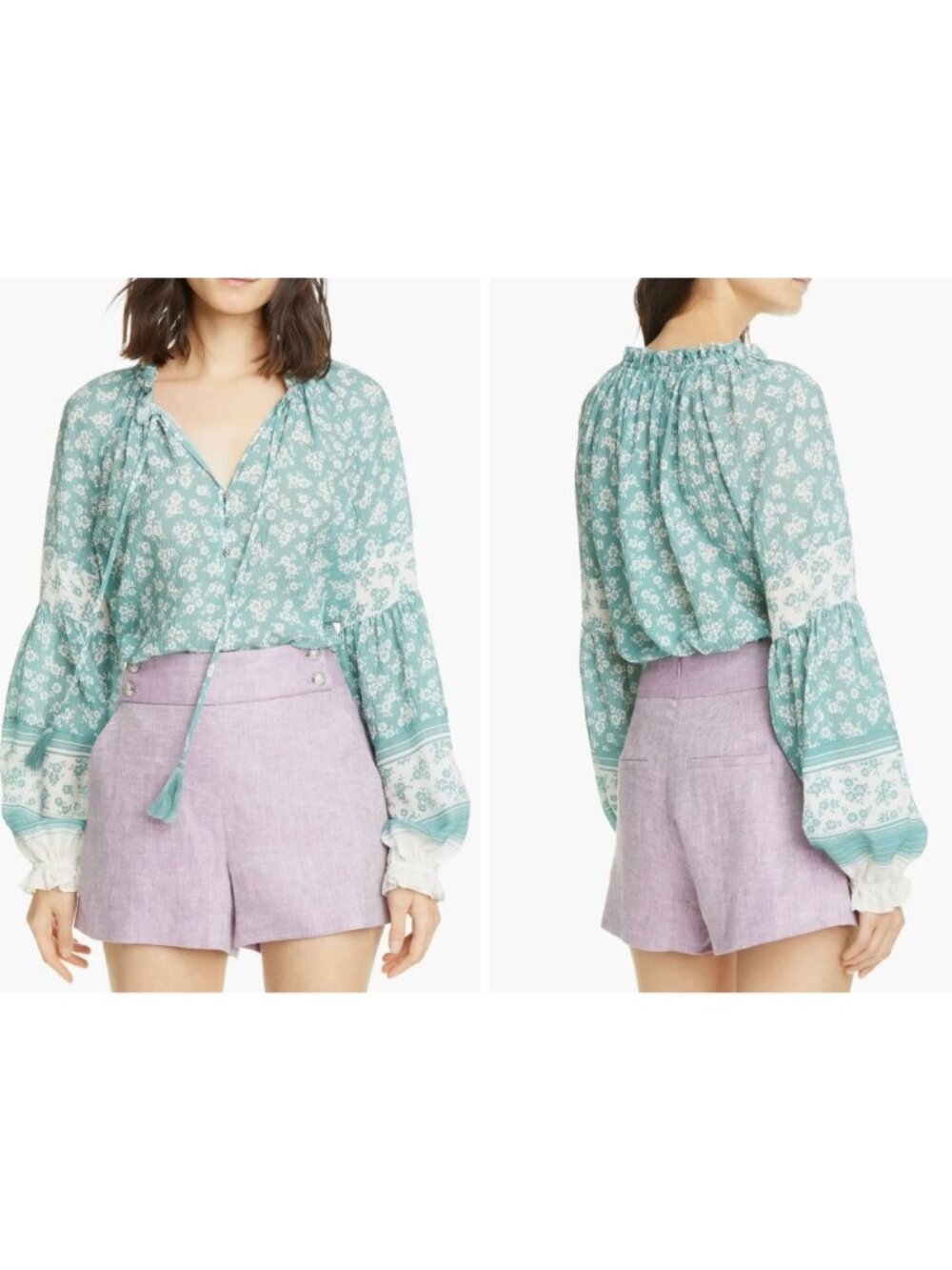 Veronica Beard NWT Kalina Top in Seaglass Size 0